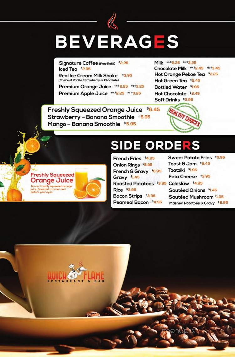 Quick Flame Restaurant and Bar - Oshawa, ON menu_pic