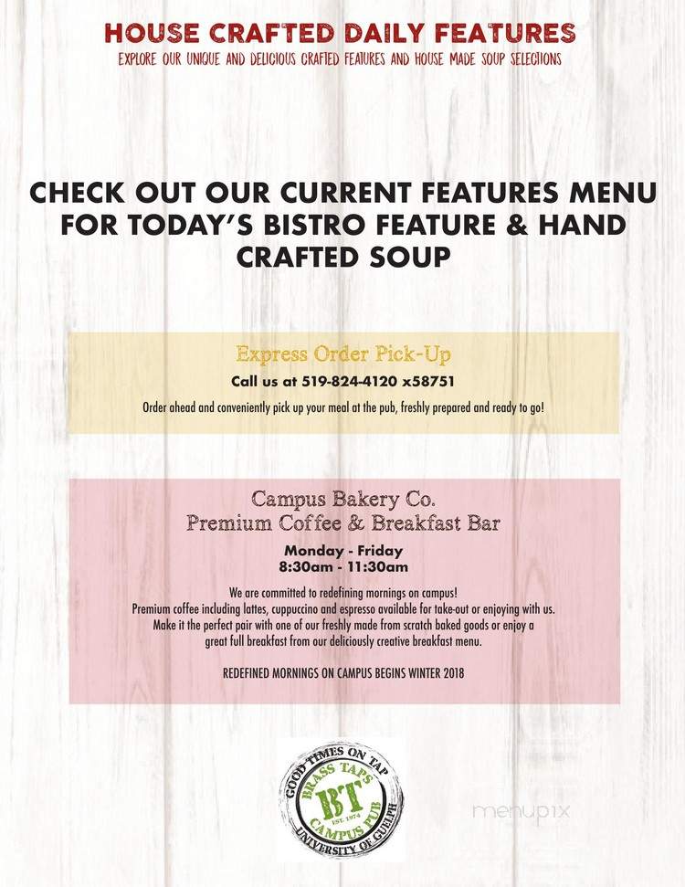 Brass Taps - Guelph, ON menu_pic