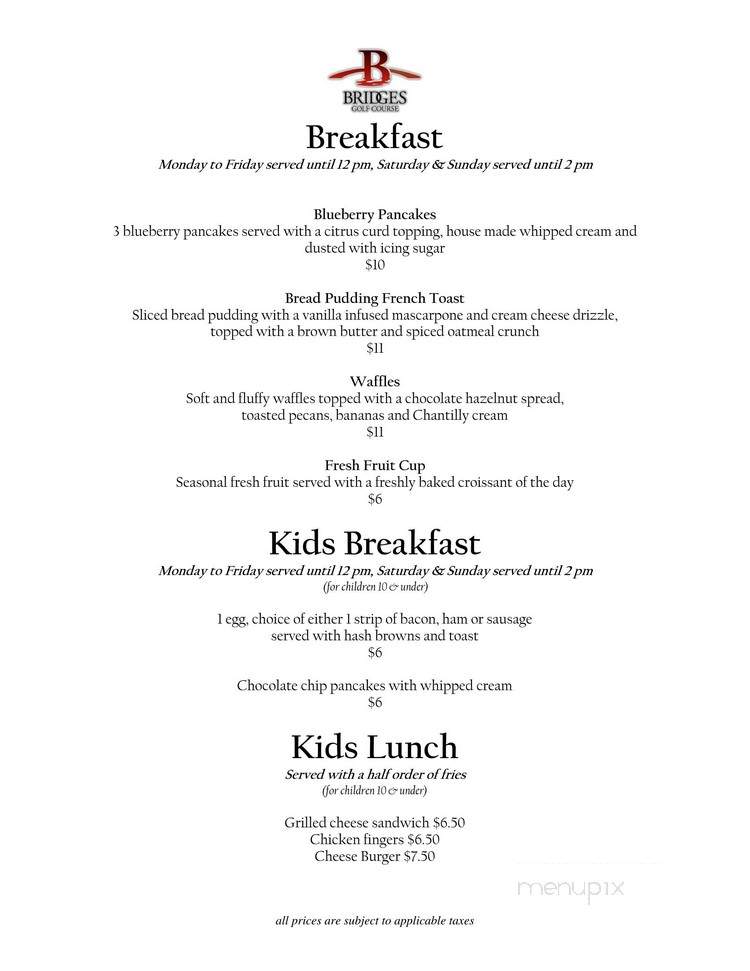 Bridges Golf course restaurant - Starbuck, MB menu_pic