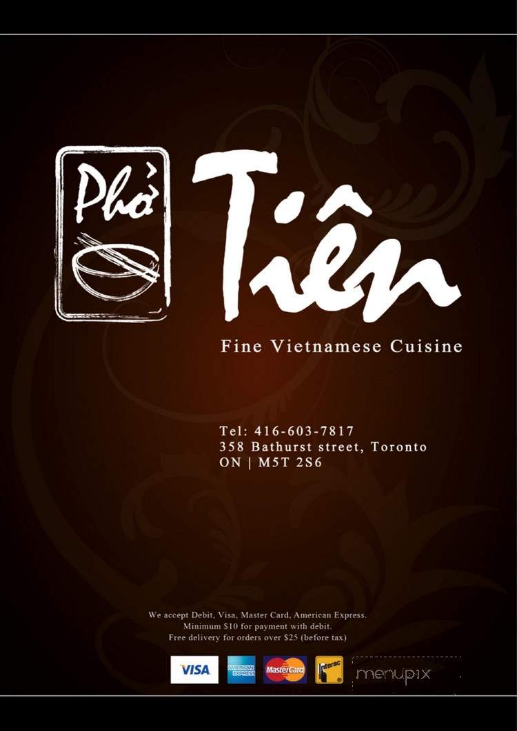 Pho Tien - Toronto, ON menu_pic