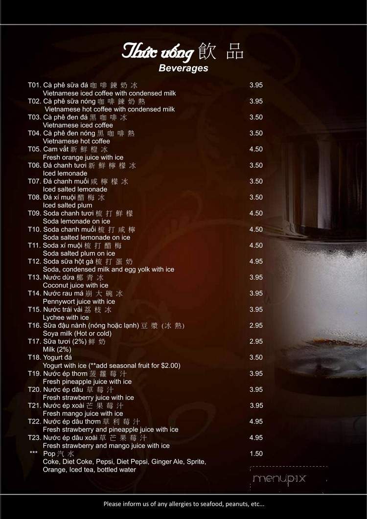 Pho Tien - Toronto, ON menu_pic