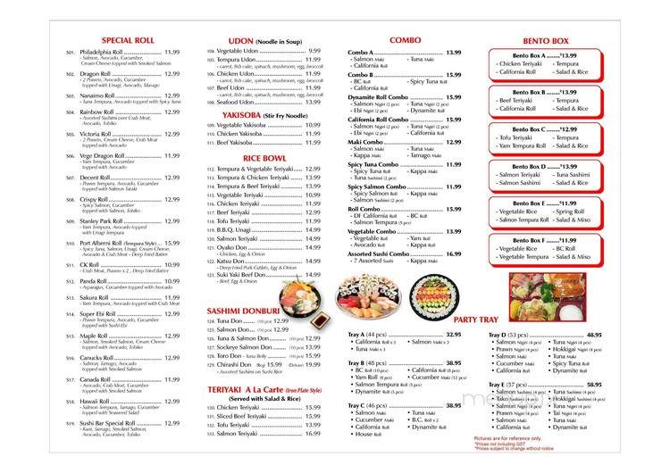 Sushi Bar - Port Alberni, BC menu_pic