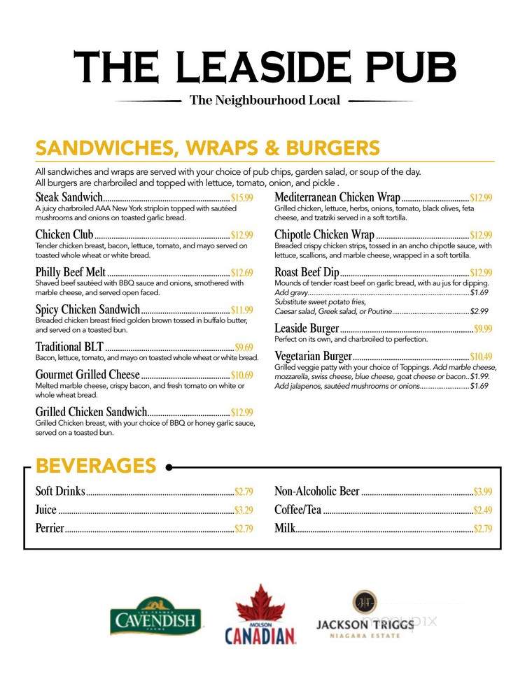 The Leaside Pub - Toronto, ON menu_pic
