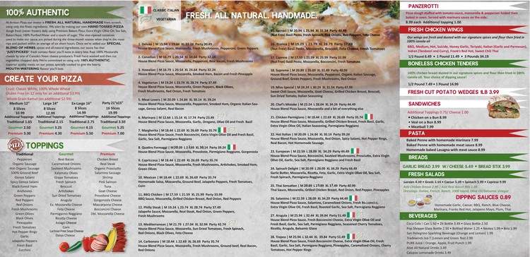 Artisan Pizza - Burlington, ON menu_pic