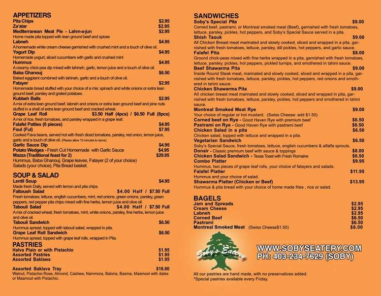 Soby's Eatery - Calgary, AB menu_pic