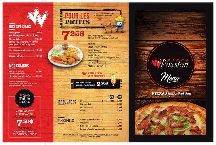 Pizza Passion - Ville de Quebec, QC menu_pic