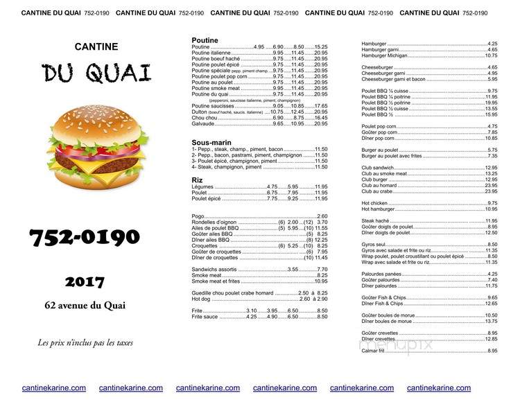 Cantine du Quai - Paspebiac, QC menu_pic