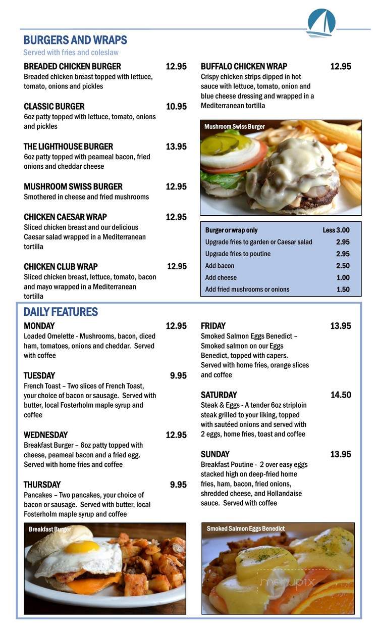 The Lighthouse Restaurant - Prince Edward, ON menu_pic