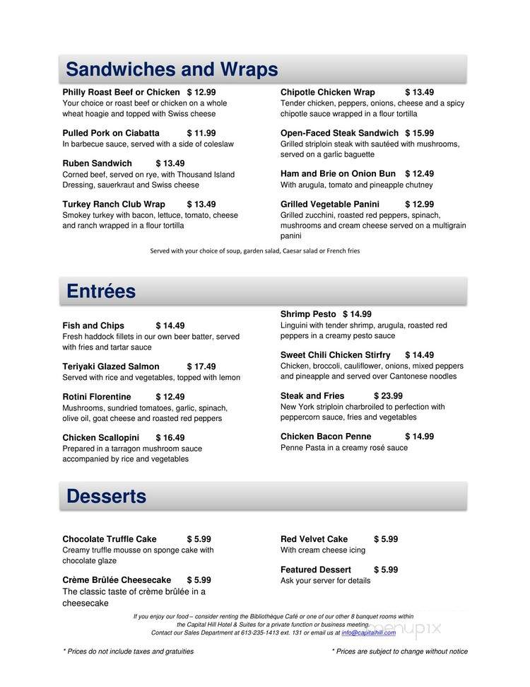 Bibliotheque Cafe - Ottawa, ON menu_pic