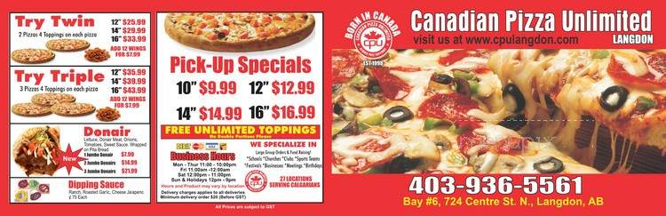 Canadian Pizza Unlimited - Langdon, AB menu_pic