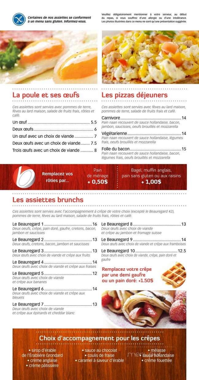 Chez Beauregard - Drummondville, QC menu_pic