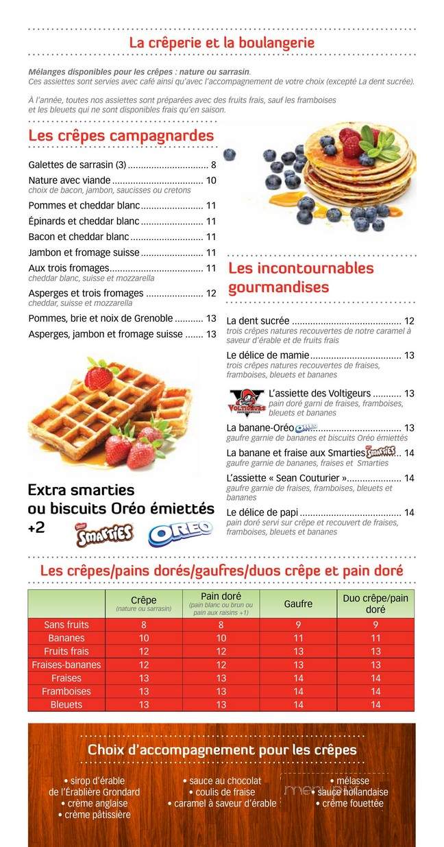 Chez Beauregard - Drummondville, QC menu_pic