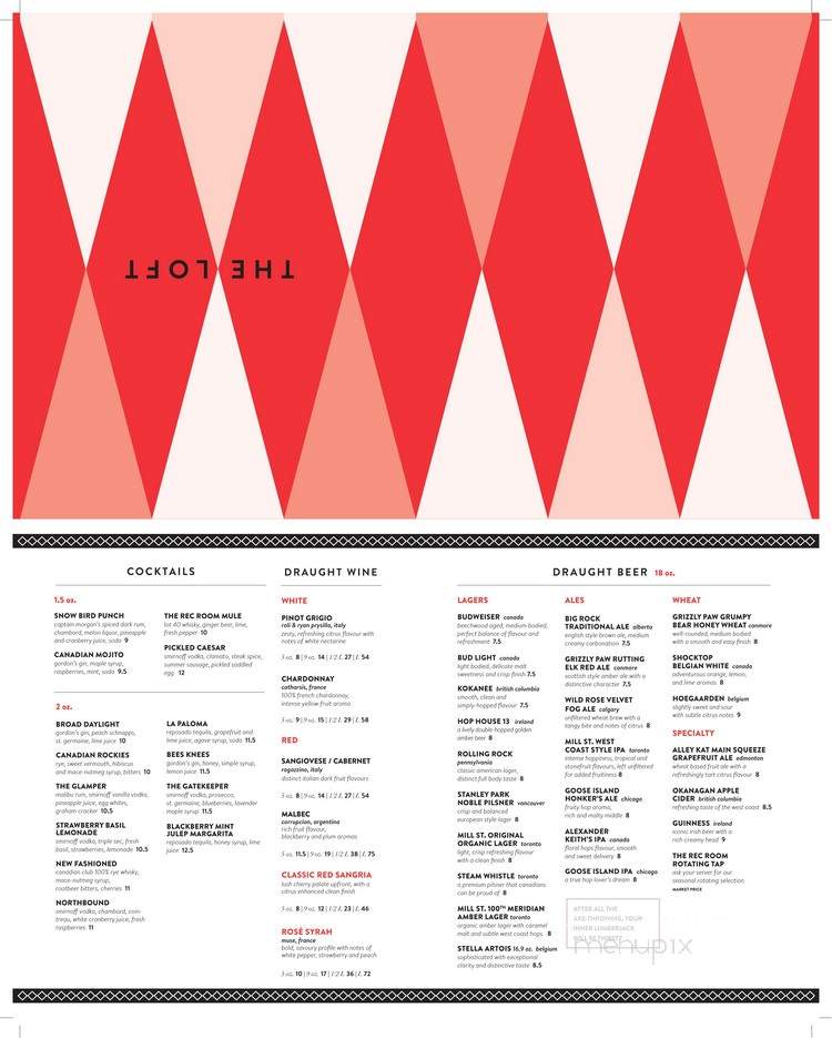 The Loft - Edmonton, AB menu_pic