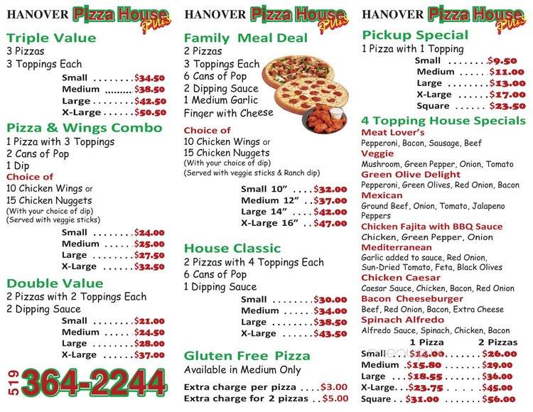 Hanover Pizza House - Hanover, ON menu_pic
