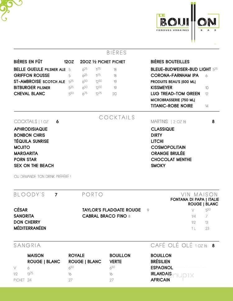 Le Bouillon - Lachute, QC menu_pic