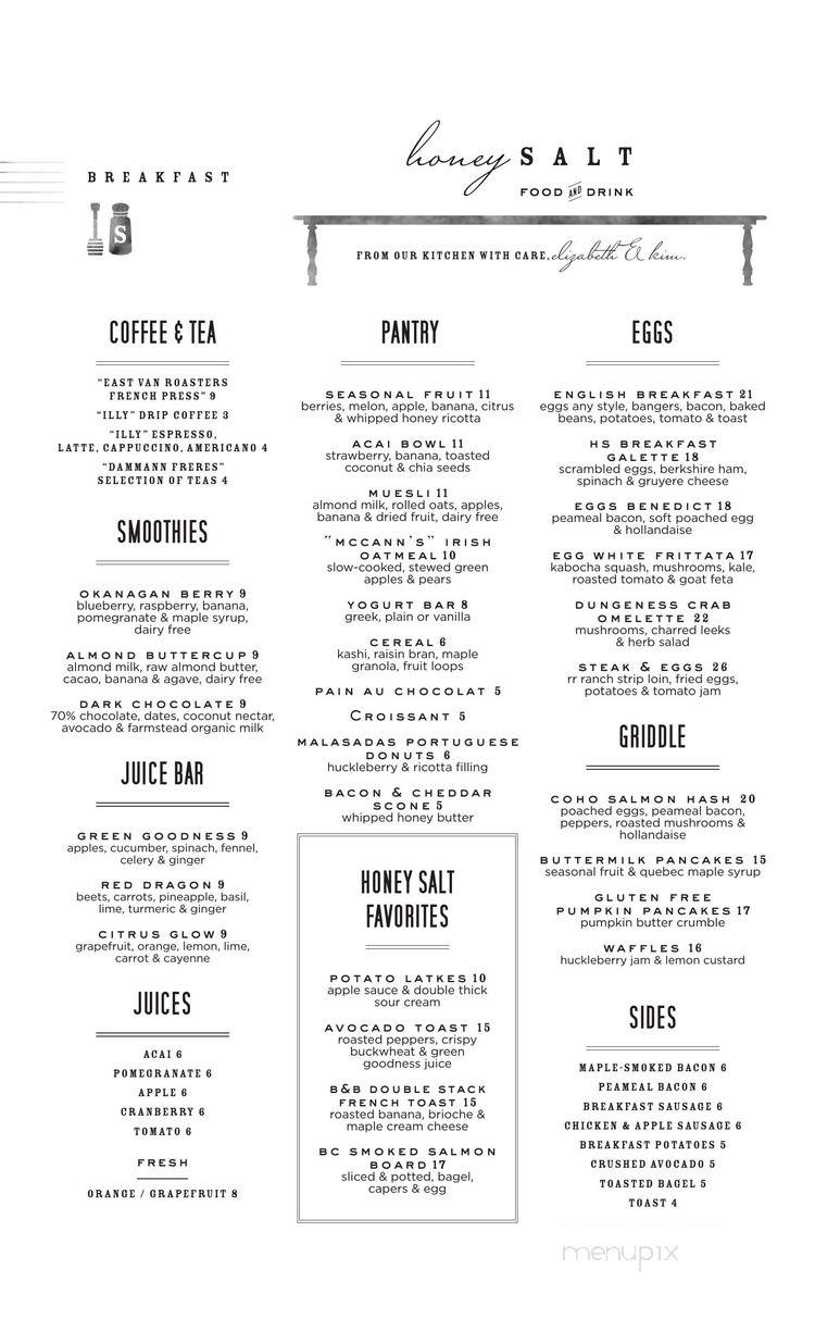 Honey Salt - Vancouver, BC menu_pic