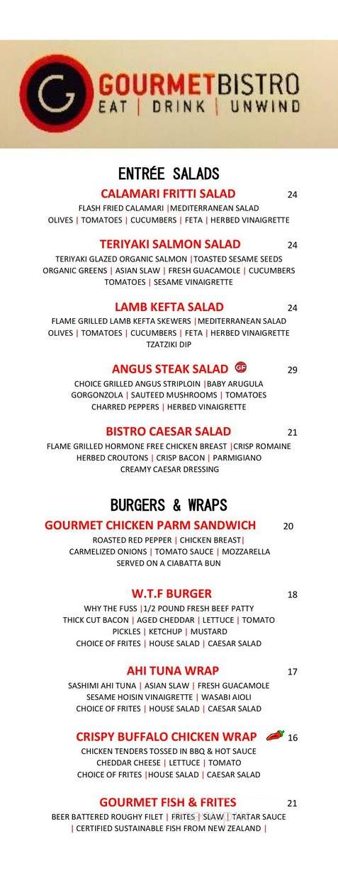 Gourmet Bistro - Thornhill, ON menu_pic