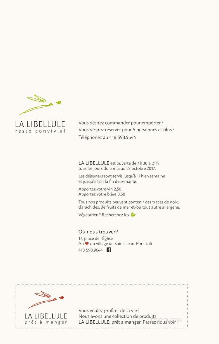 La Libellule - Saint-Jean-Port-Joli, QC menu_pic