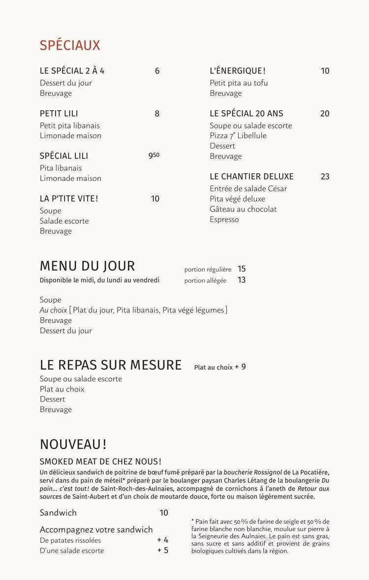La Libellule - Saint-Jean-Port-Joli, QC menu_pic