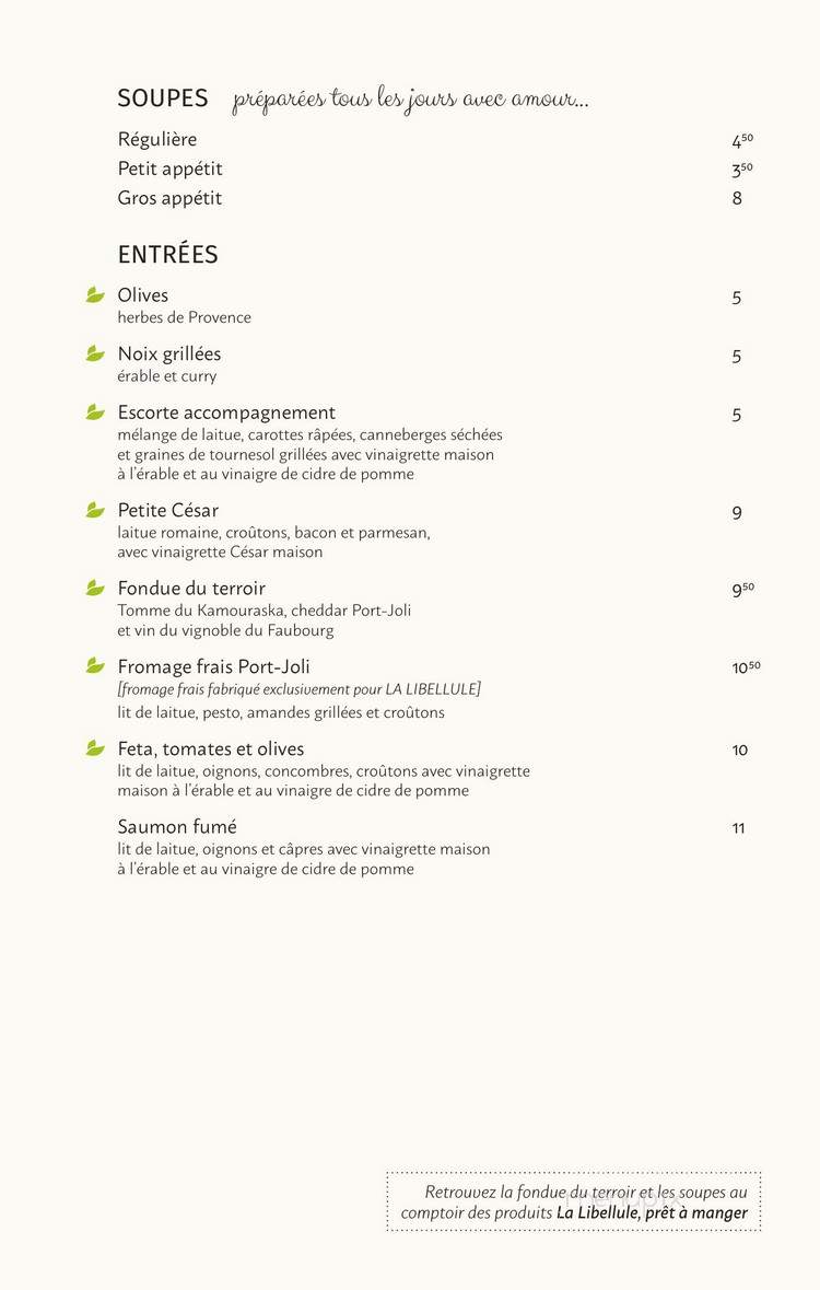 La Libellule - Saint-Jean-Port-Joli, QC menu_pic