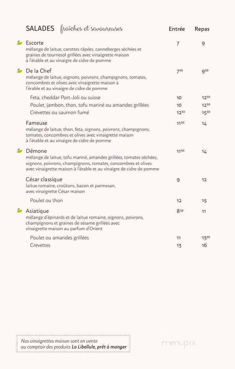 La Libellule - Saint-Jean-Port-Joli, QC menu_pic