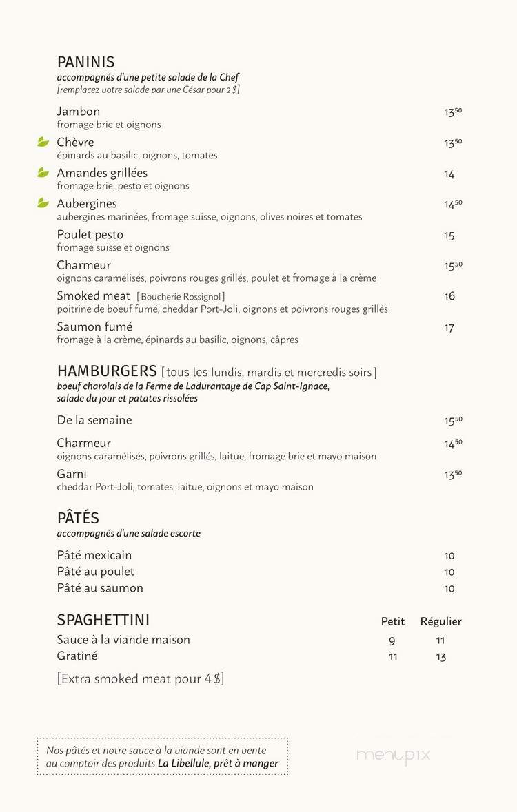La Libellule - Saint-Jean-Port-Joli, QC menu_pic
