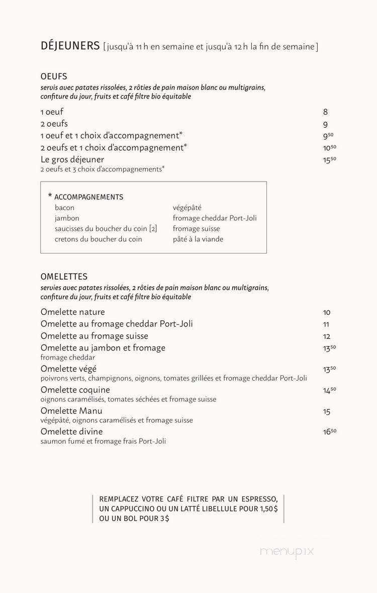 La Libellule - Saint-Jean-Port-Joli, QC menu_pic