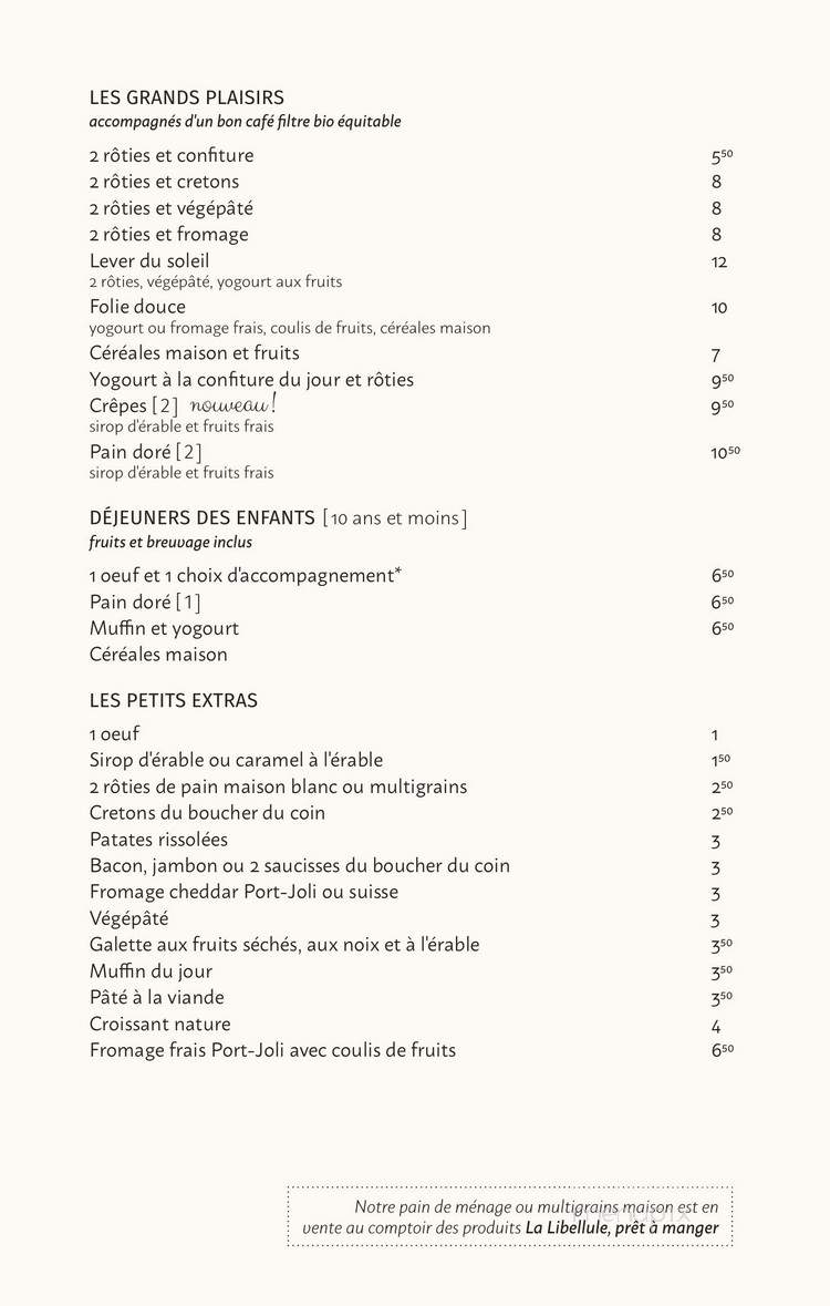 La Libellule - Saint-Jean-Port-Joli, QC menu_pic