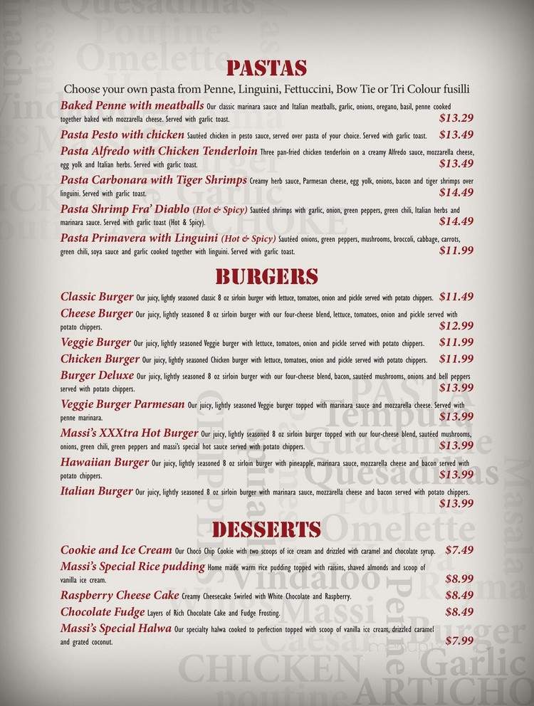 Raj & Chris Massi Sports Bar & Grill - Brampton, ON menu_pic