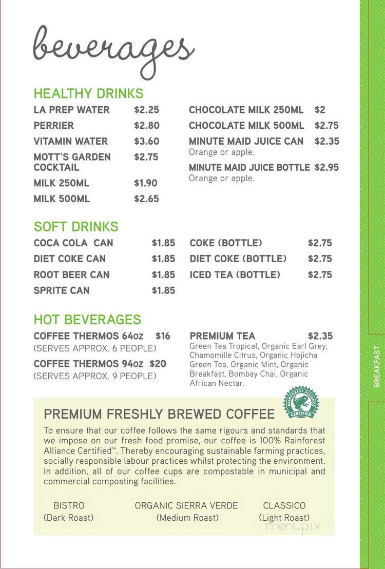 La Prep - Calgary, AB menu_pic