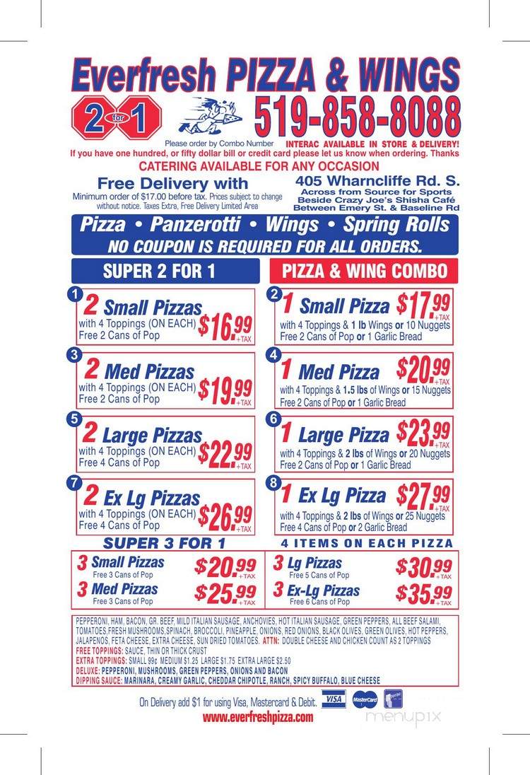 Ever Fresh Pizza 2 For 1 - London, ON menu_pic