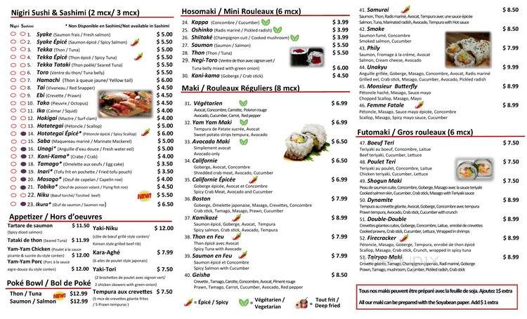 Sushi Edomae - Saint-Constant, QC menu_pic