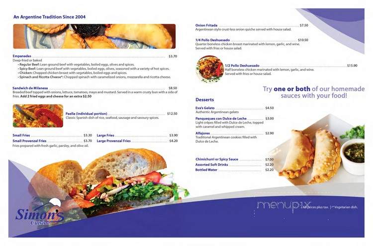 Simon's Cuisine - Winnipeg, MB menu_pic