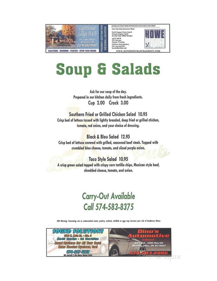 Beavers Pub - Monticello, IN menu_pic