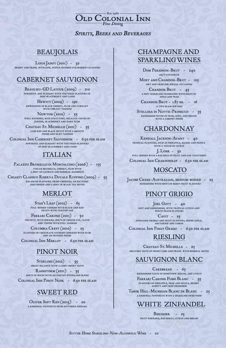Colonial Inn - Kentland, IN menu_pic