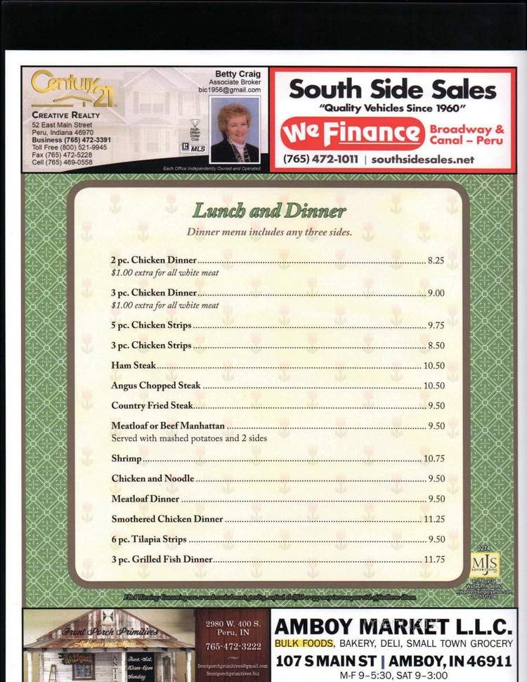 Dutch Cafe - Peru, IN menu_pic