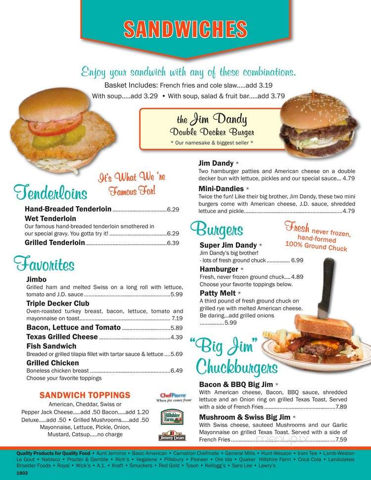 Jim Dandy Family Restaurant - Noblesville, IN menu_pic