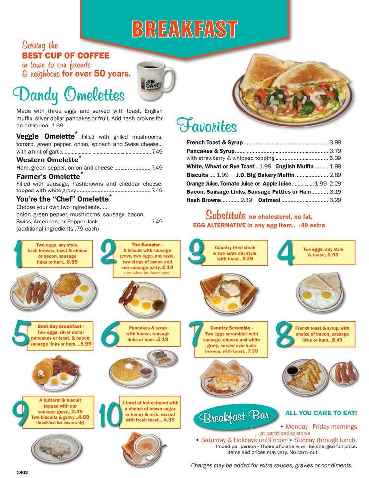 Jim Dandy Family Restaurant - Noblesville, IN menu_pic