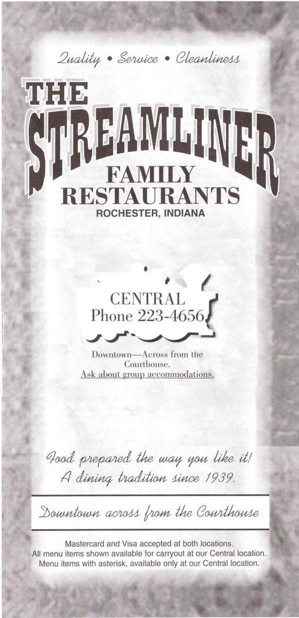 Streamliner Central - Rochester, IN menu_pic