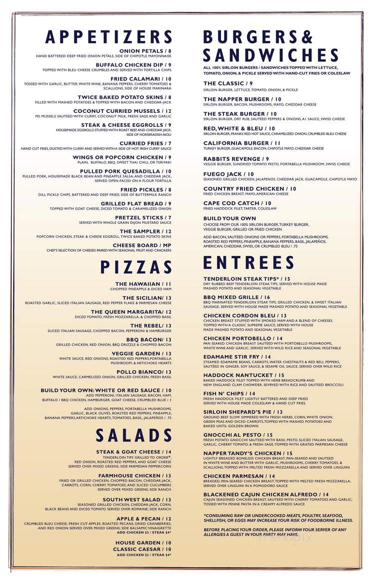 Napper Tandy's - Walpole, MA menu_pic