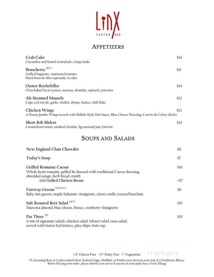 The Linx Tavern - Brewster, MA menu_pic