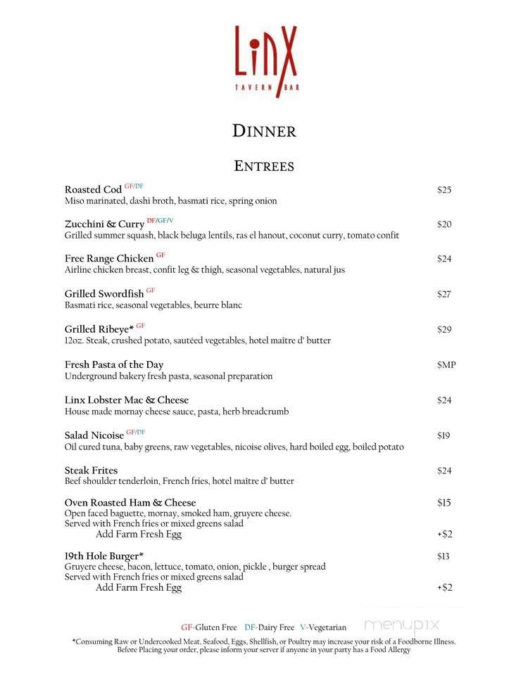The Linx Tavern - Brewster, MA menu_pic
