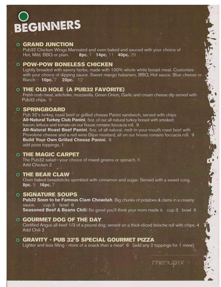 Pub 32 - Lincoln, NH menu_pic