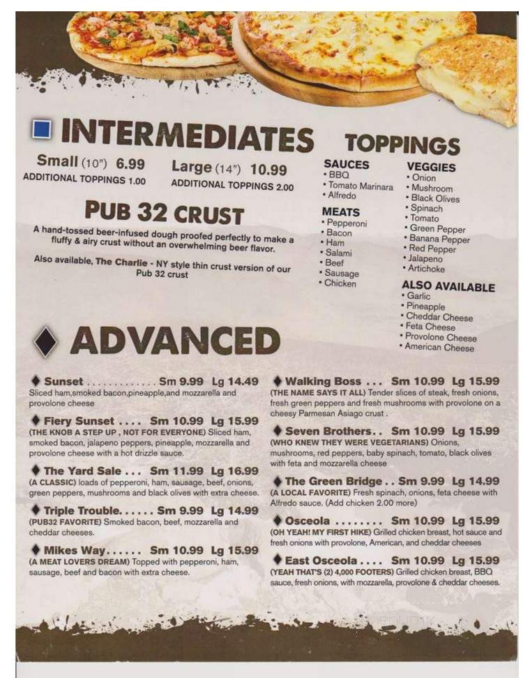 Pub 32 - Lincoln, NH menu_pic