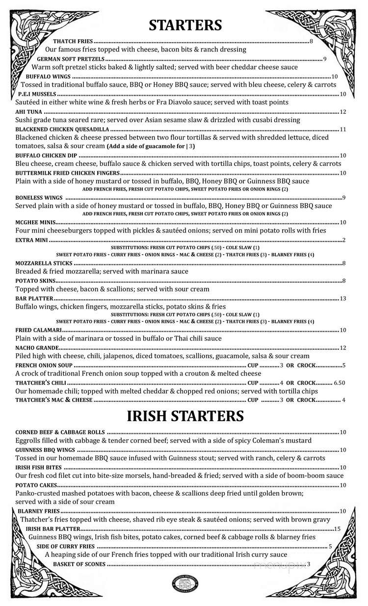 Thatcher McGhee's Irish Pub & Eatery - Fairfield, NJ menu_pic