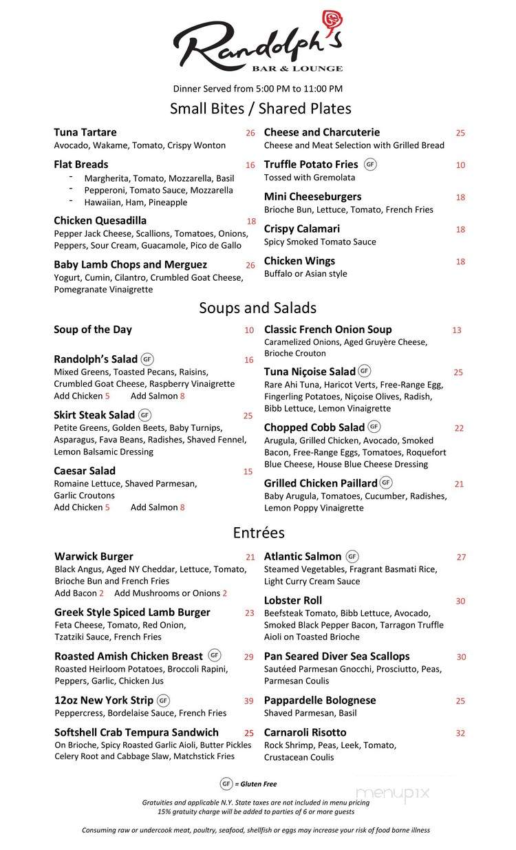 Randolph's Lounge - New York, NY menu_pic