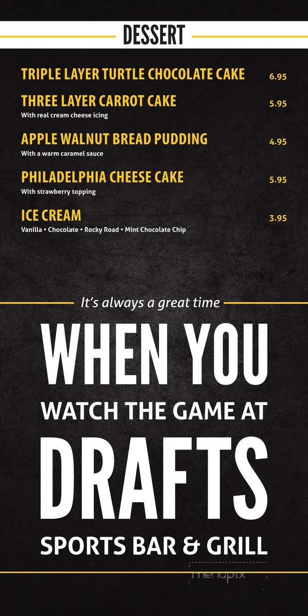 Drafts Sports Bar & Grill - Myrtle Beach, SC menu_pic