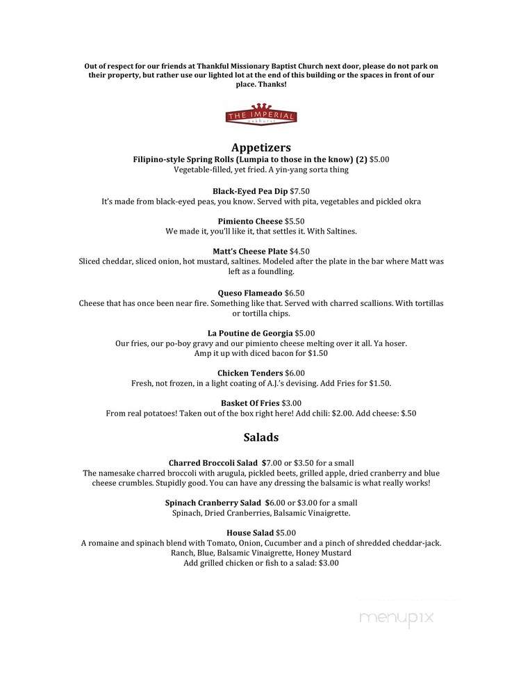 The Imperial - Decatur, GA menu_pic