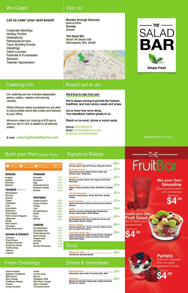 The Salad Bar - Minneapolis, MN menu_pic