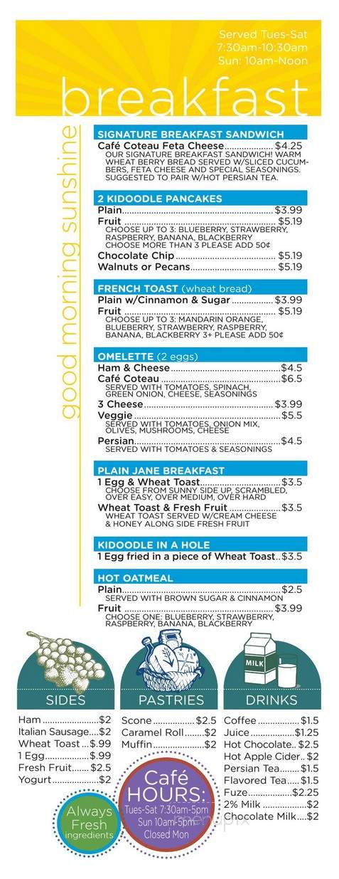 Cafe Coteau - Brookings, SD menu_pic